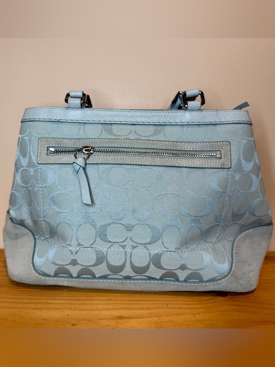 バッグ Coach Y2K Blue Signature Satchel Bag Coach Blue Signature